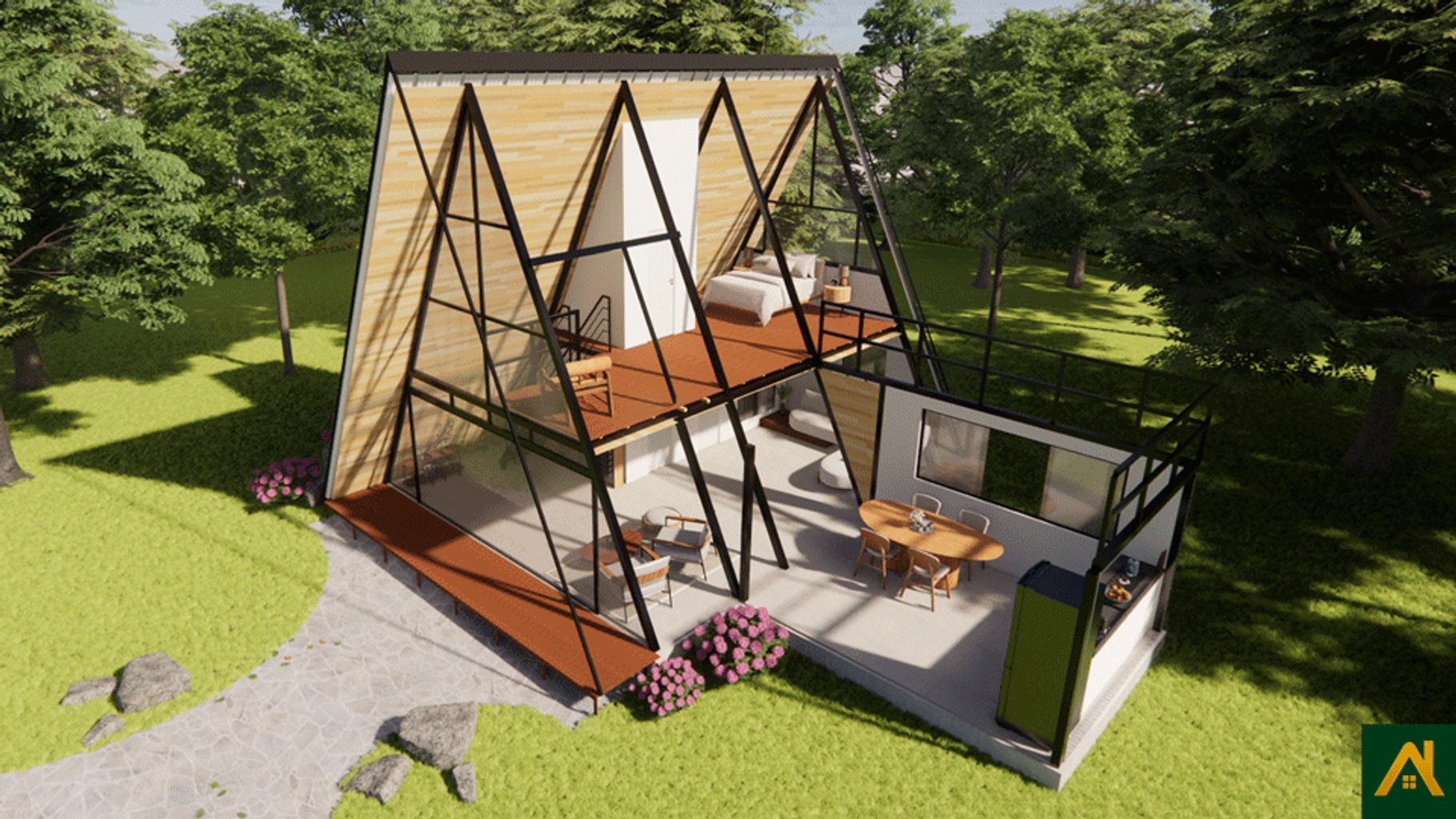 Chalé a frame 152 m² emerald – kit pré fabricado | homify