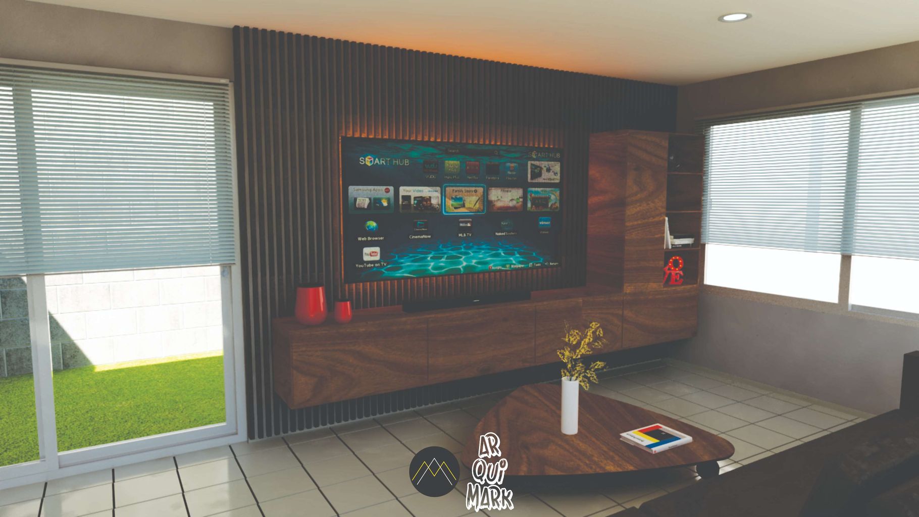 Render de centro de entretenimiento | homify