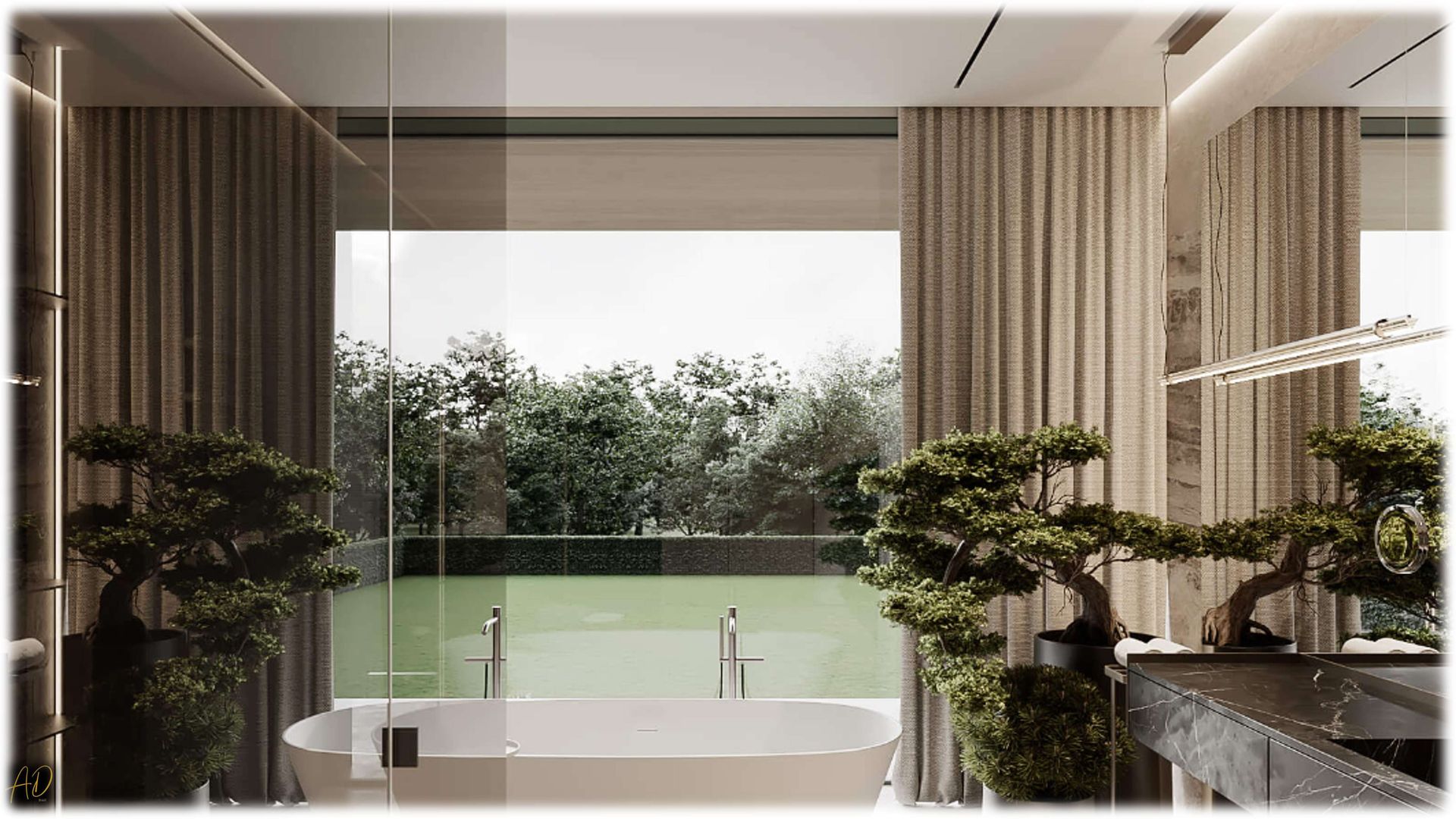 Mansão no Itanhangá- Rio de Janeiro. Cliente Amaro Bittencourt. Art Design Brasil Casas familiares Plantar, Propriedade, Janela, Prédio, Tocar, Encanamento, Sombra, Fixação, Banheira, Design de interiores