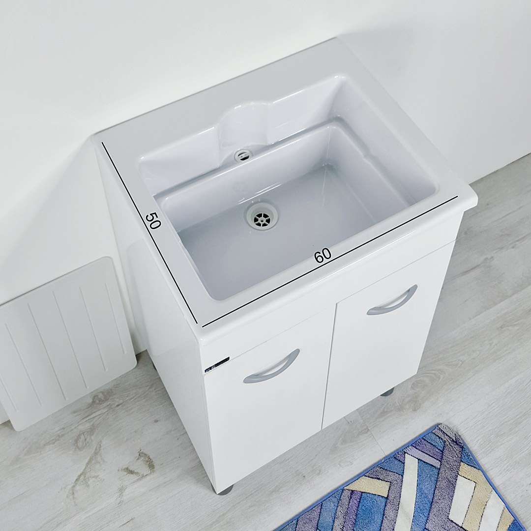 Mobile lavanderia con lavabo Zeus in ABS doppio uso 60x50 ideale per una lavanderia multifunzione homify Çamaşır odası Ebanisteria, Rettangolo, Grigio, Cassetto, Gas, Legno duro, Plastica, Materiale composito, Legna, Ferramenta domestica