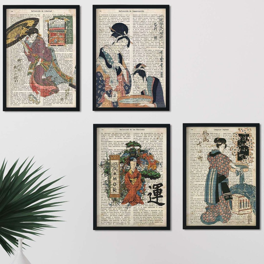 Japanese Geisha posters with text Press profile homify Salas de estar asiáticas