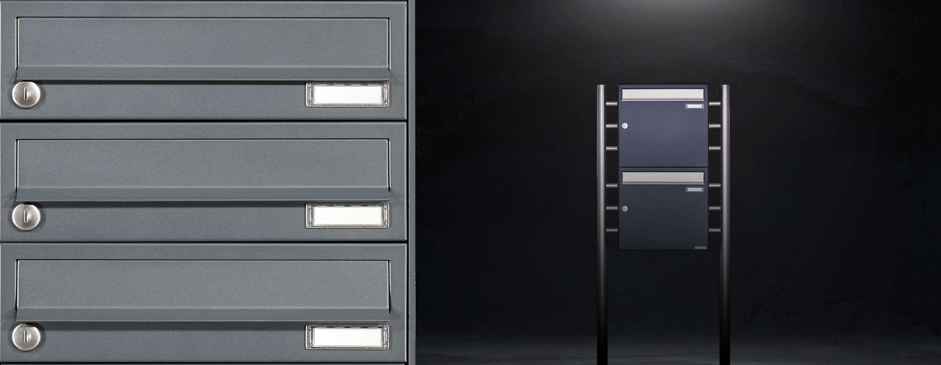 Briefkastenanlage BASIC 381 - 3-fach Standbriefkasten Edelstahl Made In Germany