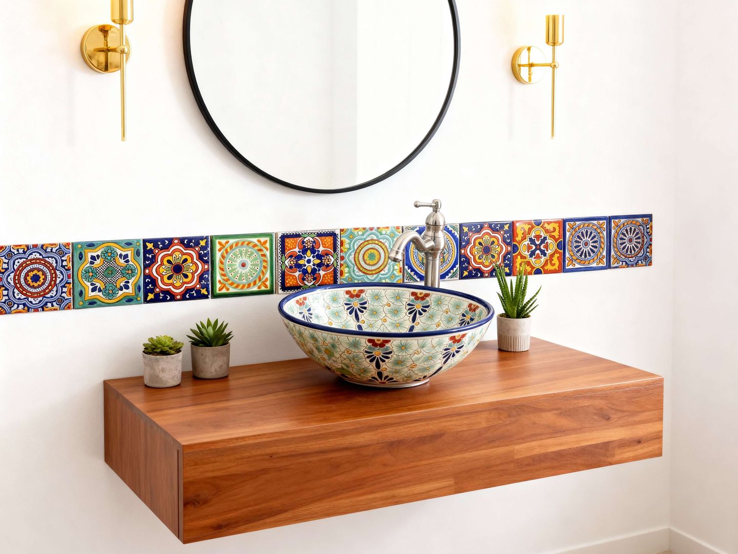 Handbemaltes Talavera Waschbecken Aus Mexiko – 43,2 X 35,6 Cm, 12,7 Cm Tief, Mit 3 Überlauf- Und Standardablaufloch