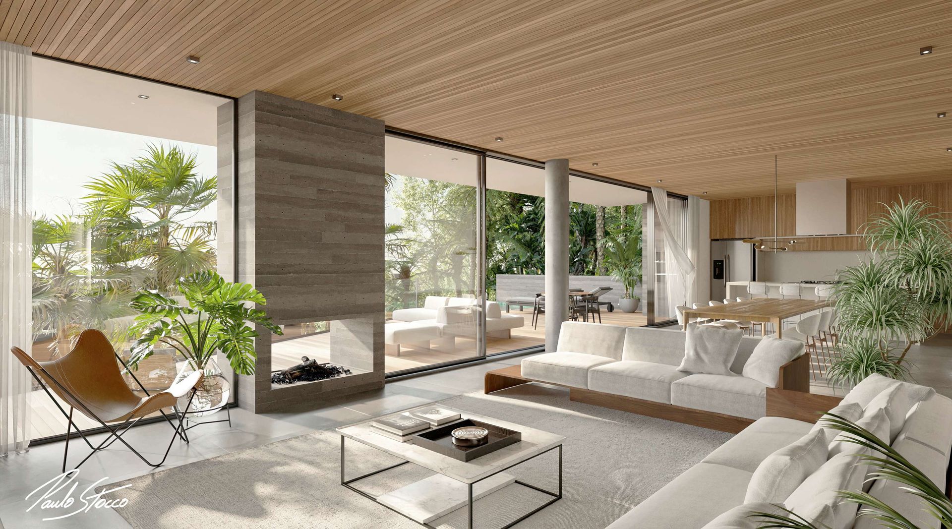 Casa AP - terreno em aclive Paulo Stocco Arquiteto Casas familiares Propriedade, Plantar, Mobília, Sofá, Mesa, Sala de estar, Sombra, Design de interiores, Conforto, Arquitetura