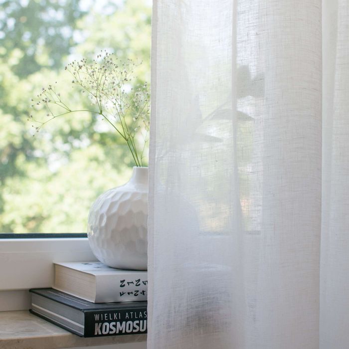 Leinen gardine transparent plisa weiß