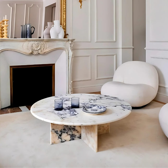 Calacatta Marble Coffee Tables Efesus Home Modern Oturma Odası Natural material, Design, Living room, Marble, Coffee table