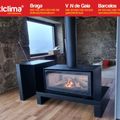 Instalação Salamandra a Lenha LINEA 100 B DUO-ADF Klclima Rustik Oturma Odası Madeira, Lareira, Sala de estar,aquecimento,quente,conforto,salamandra,lenha