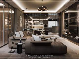Dark & Modern Luxury HDB Renovation @ Bedok, Singapore Carpentry Interior Design Pte Ltd Singapore Carpentry Interior Design Pte Ltd Вітальня
