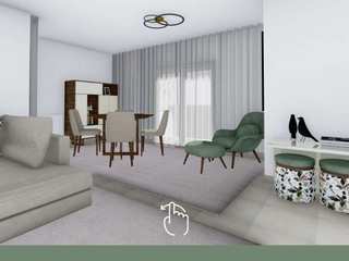 Projeto 3D | Sala de Estar, Cássia Lignéa Cássia Lignéa غرفة المعيشة