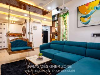 3 Bhk Home Interiors Monte Rosa at Sinhgad road , Pune, KAMS DESIGNER ZONE KAMS DESIGNER ZONE Гостиные в эклектичном стиле