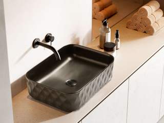 Lavabos de porcelana con texturas | Materia 23-24, BATHCO BATHCO Mediterranean style bathroom