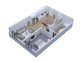 3D Architectural Rendering Illinois, The 2D3D Floor Plan Company The 2D3D Floor Plan Company Mehrfamilienhaus