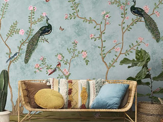 Chinoiserie Wallppaers, Life n Colors Private Limited Life n Colors Private Limited ห้องนอนใหญ่