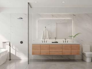 EA20250930-24004 Press profile homify Mediterranean style bathrooms Flooring, Interior design, Floor, Plumbing fixture, Countertop, Sink, Bathroom, Tap, Bathroom cabinet, Cabinetry