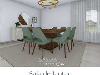 Projeto 3D | Sala de Jantar, Cássia Lignéa Cássia Lignéa Столовая комната в стиле модерн