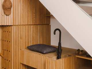 Rumah Orchid Fourteen a.m. Single family home Property, Wood, Rectangle, Interior design, Architecture, Wood stain, Shelving, Floor, Flooring, Wall