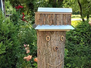Klotzbeute Bienenkasten die Urform und natürliche Form der Bienenhaltung ein ausgehöhlter Baumstamm mit einem optimalen Kälte- , Hitze- und Lärmschutz., Holzbau Bohse Holzbau Bohse Jardín interior