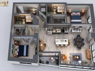 3D Floor Plan Rendering of an Astonishing Apartment in Caldwell Idaho, Yantram Animation Studio Corporation Yantram Animation Studio Corporation أرضيات