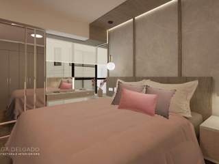 Dormitorio femenino en rosa - Miraflores, Maga Delgado Arquitectura E.I.R.L Maga Delgado Arquitectura E.I.R.L Master bedroom