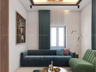 Guest Living Interior Design, Monnaie Interiors Pvt Ltd Monnaie Interiors Pvt Ltd モダンデザインの リビング