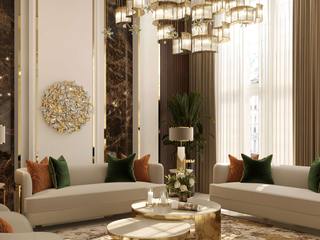 An Awe-Inspiring French Living Room, Castro Lighting Castro Lighting クラシックデザインの リビング