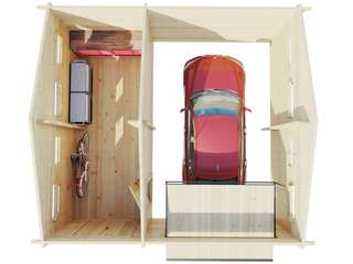 Wooden Garage with Storage Room / Model Q / 70mm / 6 x 6.5m, Summerhouse24 Summerhouse24 Garasi prefabrikasi
