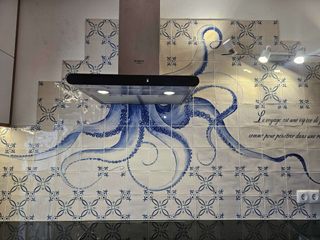 Octopus painel, 4elements ceramica & azulejo 4elements ceramica & azulejo Dapur built in