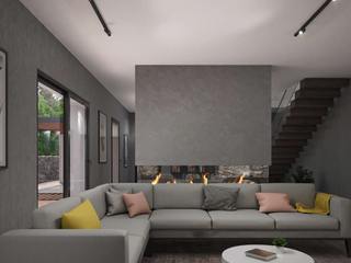 DIAMOND HOUSE, Stefano Mimmocchi Rendering Stefano Mimmocchi Rendering Livings de estilo moderno Gris