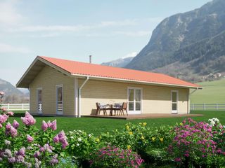 Das Jetzt-Erst-Recht-Haus – Auf Wunsch jetzt mit mehr Platz in XL Version THULE Blockhaus GmbH - Ihr Fertigbausatz für ein Holzhaus Single family home Roof, House, Home, Land lot, Cottage, Farmhouse, Siding, Estate, Yard, Garden buildings