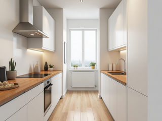 Narrow kitchen, Desirée Vaquier_homify Desirée Vaquier_homify Kitchen units