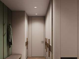 Прихожая с зелёной стенкой, DesignNika DesignNika Коридор, прихожая и лестница в стиле минимализм