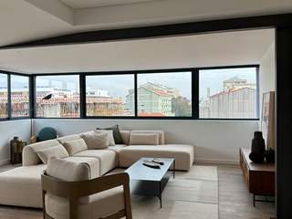 Apartamento Costa Cabral - Porto Melom Cool Minimalist dining room Interior design, Flooring, Floor, Wood, Ceiling, Furniture, Couch, Living room, Home, Apartment