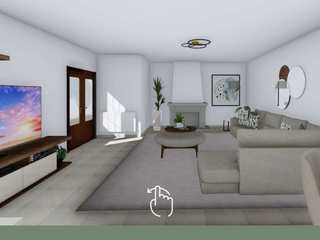 Projeto 3D | Sala de estar, Cássia Lignéa Cássia Lignéa غرفة المعيشة