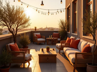 Rooftop terrace with boho seating, Desirée Vaquier_homify Desirée Vaquier_homify Patios & Decks