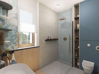 Łazienka w błękitach, meinDESIGN meinDESIGN Modern bathroom