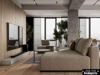 Дизайн квартиры в современном стиле , Дизайн студия "Акварель" Дизайн студия 'Акварель' Salas de estilo minimalista
