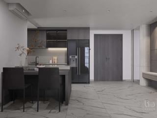 Thiết kế căn hộ Midtown M7 Phú Mỹ Hưng 90 m2 tông xám đen, phong cách hiện đại, cá tính, Lio Decor Lio Decor Master bedroom