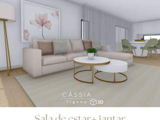 Projeto 3D |Hall de Entrada + Sala de Estar, Cássia Lignéa Cássia Lignéa Phòng ăn phong cách hiện đại