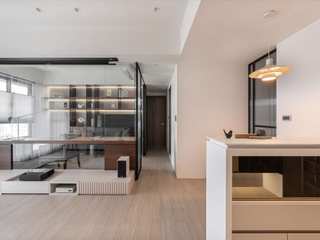 Mr. Liu Home | 小巧但從容 內斂的人文質感住宅, 有隅空間規劃所 有隅空間規劃所 Modern Living Room
