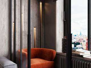 Дизайн и ремонт квартиры в ЖК «Вест Гарден» — Этюд в тёмных тонах, Вира-АртСтрой Вира-АртСтрой Salas de estar modernas