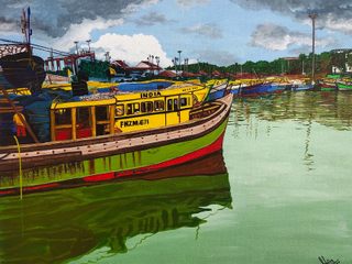 Purchase “Vizag Harbour” Contemporary Art from Indian Art Ideas, Indian Art Ideas Indian Art Ideas Mais espaços
