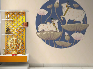 Pichwai Wallpapers for Pooja and Temple Rooms, Life n Colors Private Limited Life n Colors Private Limited Walls