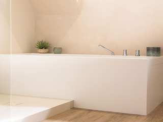 Un cuarto de baño armonioso y minimalista con HIMACS, HIMACS - LX Hausys HIMACS - LX Hausys Baños de estilo minimalista