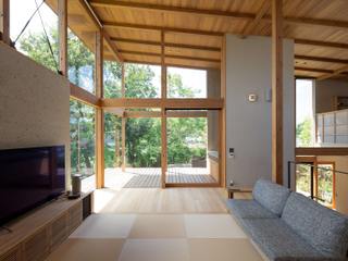 海南の家, I Live|田辺弘幸建築設計事務所 I Live|田辺弘幸建築設計事務所 Asian style living room Wood Wood effect