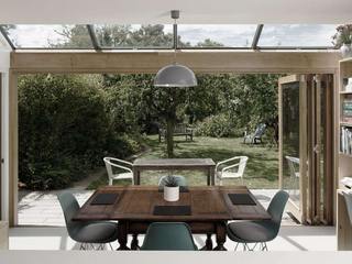Cambridgeshire House Extension Resonant Architecture Single family home Table, Furniture, Property, Plant, Chair, Building, Shade, Shelf, Wood, Floor