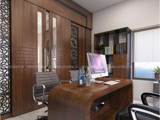 Work From Home With The Latest Home office Design.., Monnaie Interiors Pvt Ltd Monnaie Interiors Pvt Ltd Ruang Studi/Kantor Minimalis