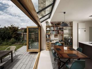 Cambridgeshire House Extension Resonant Architecture Single family home Table, Furniture, Plant, Outdoor bench, Wood, Picture frame, Building, Interior design, Chair, Living room