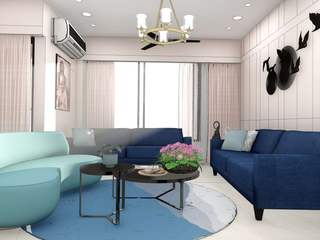 Mehta's Abode homify Single family home Furniture, Green, Couch, Blue, Lighting, Interior design, Architecture, Floor, Comfort, Table