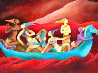 Buy this painting "Noka Bilash" by Artist Nitai Das, Indian Art Ideas Indian Art Ideas Espacios comerciales