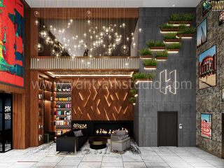 3D Interior Rendering of a Stunning Lobby in Los Angeles, Yantram Animation Studio Corporation Yantram Animation Studio Corporation Modern corridor, hallway & stairs